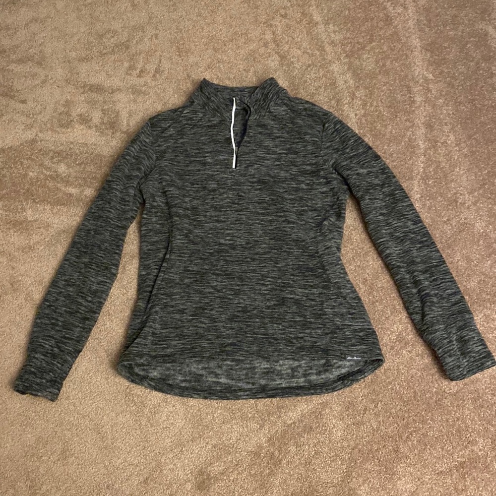 Eddie Bauer heathered gray quarter zip women’s size L